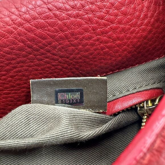 Auth Chloe Marcie Red Leather Crossbody Saddle Bag - Picture 14 of 16